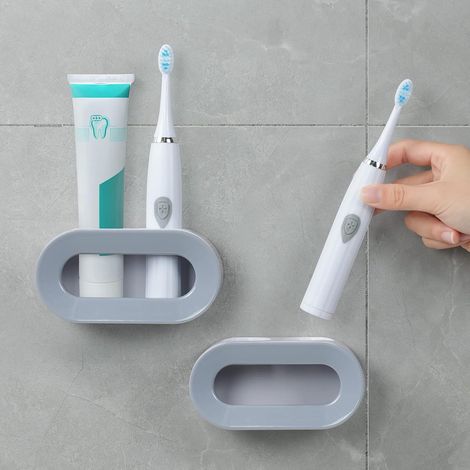 Soporte para cepillo de dientes eléctrico, organizador de pared autoadhesivo de 2 piezas para cepillos de dientes, soporte ajustable para cepillo de dientes eléctrico, organizador de cepillo de diente (1/5)