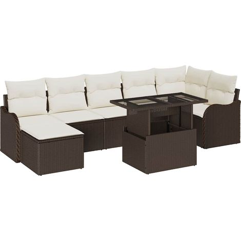 Maison Exclusive - Set Divano da Giardino con cuscino 8 pcs Marrone Poly Rattan (1/5)