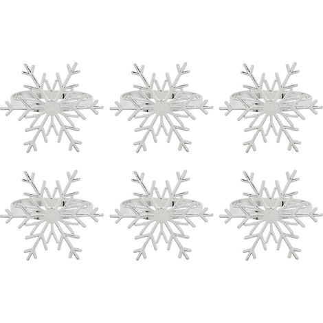 Ronds de serviette flocon de neige pour décoration de table de Noël (argenté) (1/5)