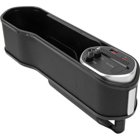 Coffre de Rangement pour Siège Auto, Organiseur d'Interstice Latéral 2 en 1 avec Chargeur, Boîte de Rangement Universelle pour Crevasse de Siège, 12V à 24V DC (1/5)