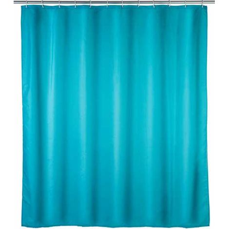 Wenko Tenda doccia antimuffa monocolore celeste - antibatterica, lavabile, Poliestere, 180 x 200 cm, Azzurro chiaro (1/5)