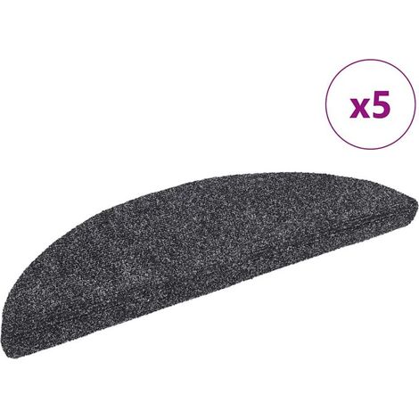 Marches d'escalier auto-adhésives, lot de 5, 56 x 17 x 3 cm, gris foncé, semi-circulaires (1/5)