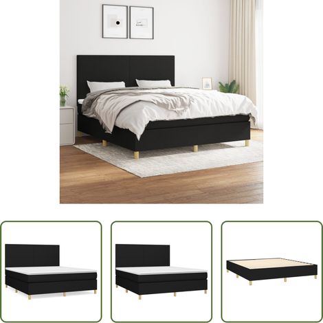 vidaXL Kopfteil - Boxspringbett mit Matratze Schwarz 180x200 cm Stoff (1/5)