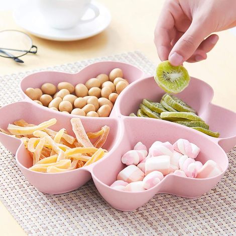 Platter Cœur - Plateau de Service à Compartiments - Pour Apéritifs, Trempettes, Fruits, Bonbons, Noix - 11 Pouces - Blanc (1/5)