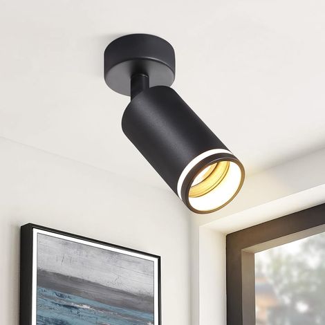 Lámpara de techo LED- GBLY Foco de Techo 1 llama : Negro GU10 Giratorio Interior Metal Rondapara sala de estar cocina dormitorio, sin bombillas