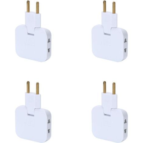 Flache 4-Loch-Steckdosenleiste mit 3 Steckdosen, Flachstecker, der zum Anschluss um 180° gedreht werden kann, Wandmontage, inklusive Steckdosenleistenadapter, 16A/250V. (1/3)