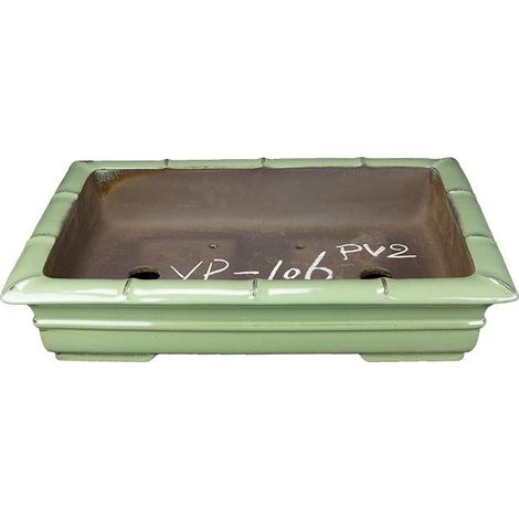 Vaso per bonsai rettangolare in gres smaltato verde 42,5x29x8 cm - YP106PV2