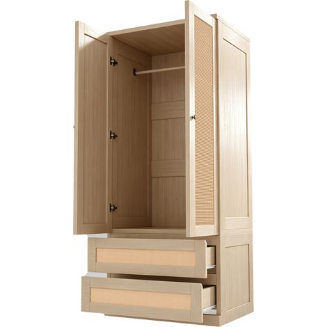 Armario de 70 x 55 x 170 cm con 2 puertas, 2 cajones y acabado en madera (1/5)