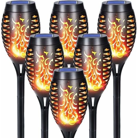 Lampe Solaire Exterieur - 6 Pices 12 LED Lampe Solaire avec Flammes Ralistes, Impermable Lampe Torche Solaire pour Dcor Jardin, Patio, Chemins, Pelouse (1/5)