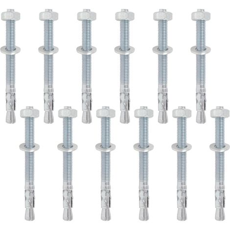 Lot de 12 Tiges Filetées Galvanisées, Boulons d'ancrage pour Béton, Fixations pour Garde-Corps, Structures en Bois sur Béton, M10 X 110 Mm (1/5)