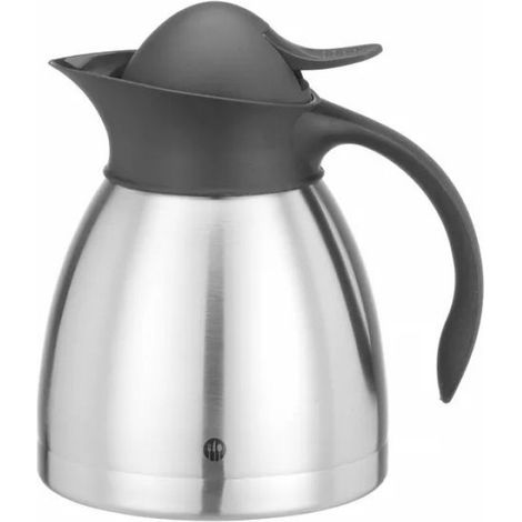 Verseuse Isotherme - Acier Inoxydable Double Paroi - Capacité 2 L - Hauteur 260 mm - Diamètre 145 mm - Bouchon À Poussoir Noir - 1 Pièce (1/3)