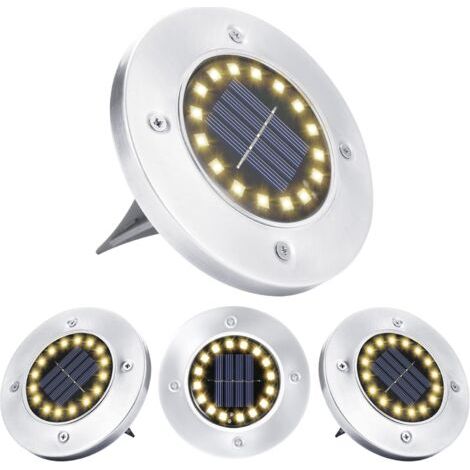 Solar-Außenleuchte, 16 LEDs, warmweißes Licht, wasserdicht, Edelstahl-Solar-Bodenleuchte für Terrasse, Garten, Wege, Garage, Einfahrt, Gehwegdekoration, 1er-Pack (1/4)