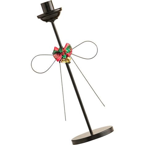 Candelabros cónicos de hierro con lazos navideños, candelabros-L