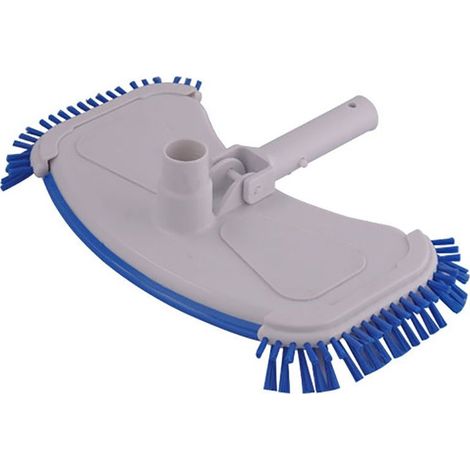 Tête d'aspiration de nettoyage de piscine côté incurvé avec brosse outil de nettoyage de tête d'aspiration sous vide bleu et blanc (1/5)
