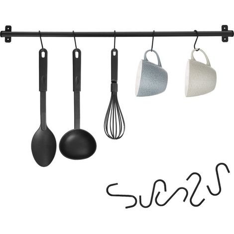 Rambarde de cuisine en métal noir RADKA 78,5 cm (1/5)