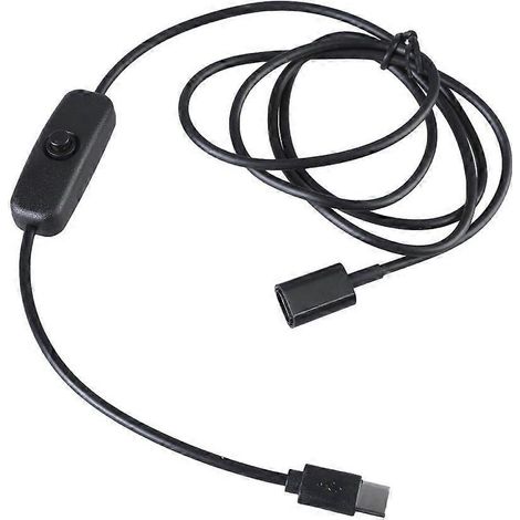 USB-Typ-C-Ladeverlängerungskabel (Stecker auf Buchse), 3 A, 5 V, inklusive Schalter