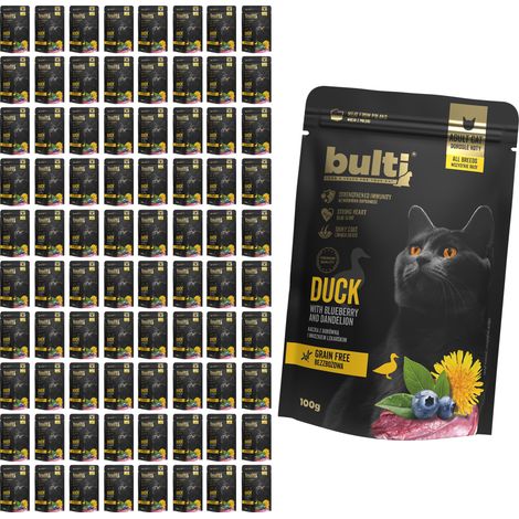 BULTI Superfood cibo umido per gatti Anatra Mirtillo e Tarassaco 80x100g (1/3)