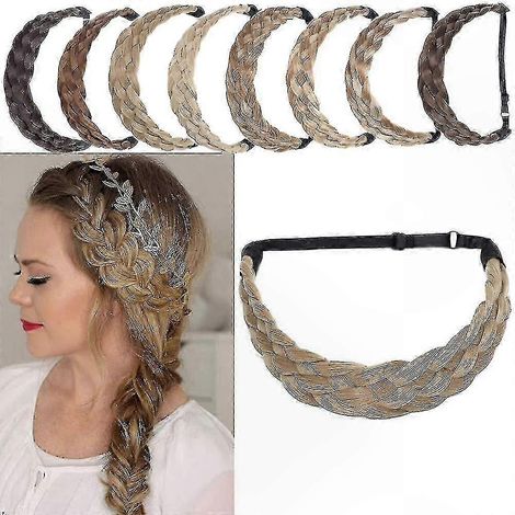 Perruque à bandeau élastique réglable pour femme, extensions tressées polyvalentes, accessoire de beauté stretch, coiffure naturelle sans couture
