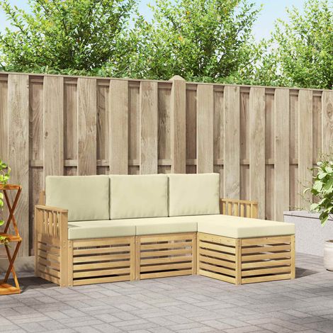 vidaXL Outdoor-Sofagarnitur 4 pcs Weiß und Creme 189,5 x 122,5 x 73 cm (1/5)