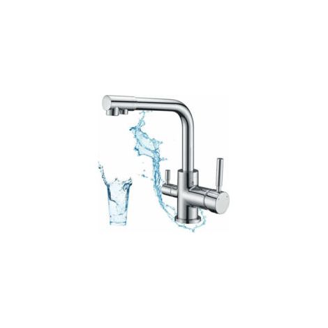 Trimec – Mitigeur de cuisine 3 voies – Pivotant 360° – Corps en laiton antibactérien – Finition chromée – Installation facile – Eau potable filtrée (1/4)