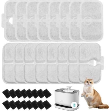 32 Pièces Filtre de Fontaine à Eau Petlibro pour Chat Emballé pour Fontaine à Eau pour Chat PLWF105/PLWF115/PLWF005,16 Cartouches Filtrantes et 16 Eponges en Mousse (1/5)