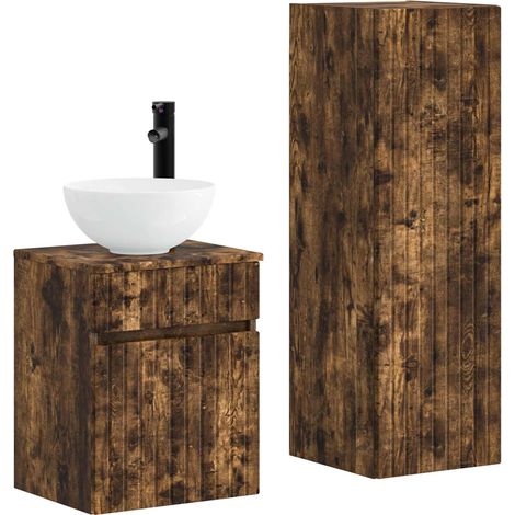 Bathroom Furniture Set 2 pcs Smoked Oak 33 x 34.5 x 100 cm vidaXL (1/5)