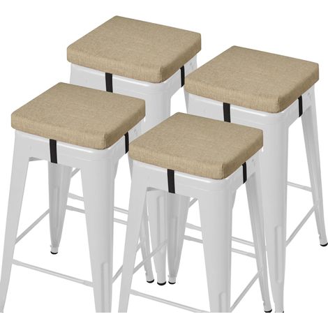 Coussins de tabouret de bar antidérapants Coussins de siège de tabouret de bar carrés avec cordon de serrage Ensemble de 4 petits coussins de chaise carrés avec housse lavable en machine (1/5)