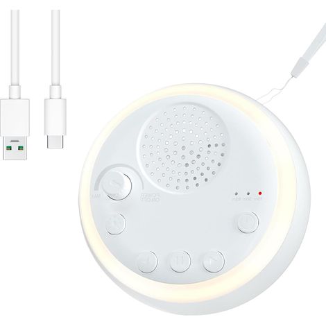 Generatore di rumore bianco portatile per neonati, con 16 suoni musicali rilassanti e luce notturna, 3 impostazioni del timer, ricaricabile, ideale per far dormire bambini e adulti. (1/5)