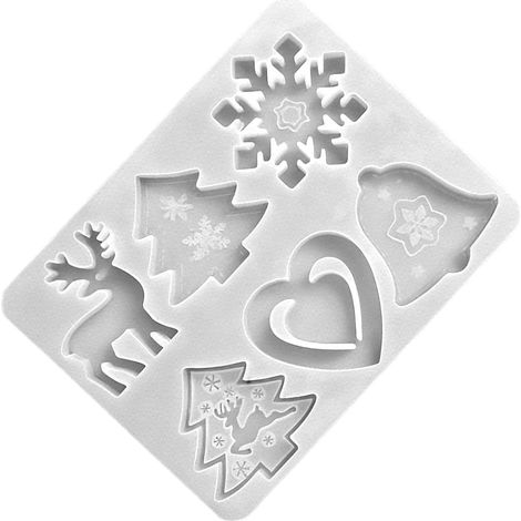 Moules en silicone en forme de flocons de neige de No毛l pour d茅coration de sapin de No毛l, pour bricolage (1/5)