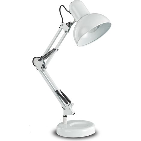 Lampada Da Scrivania-Ufficio Moderna Kelly Metallo Bianco 1 Luce E27 (1/3)