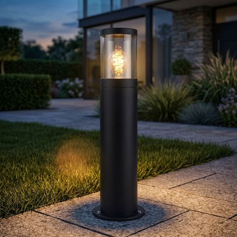 LED Lampadaire extérieur Lampadaire extérieur en acier inoxydable, résistant aux éclaboussures jardin, noir fumé, 7W 806lm blanc chaud, DxHxB 14x50x10,2cm (1/5)