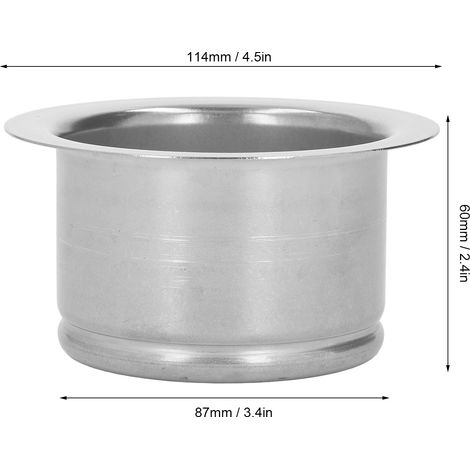 Ortviai Évacuateur d'évier prolongé en acier inoxydable 304, diamètre extérieur 114 mm, hauteur 60 mm (1/4)
