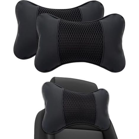 Set mit 2 Nackenstützkissen für Autositze, Nackenkissen fürs Auto, Kopfstütze für den Autositz, Autozubehör (Schwarz) (1/5)