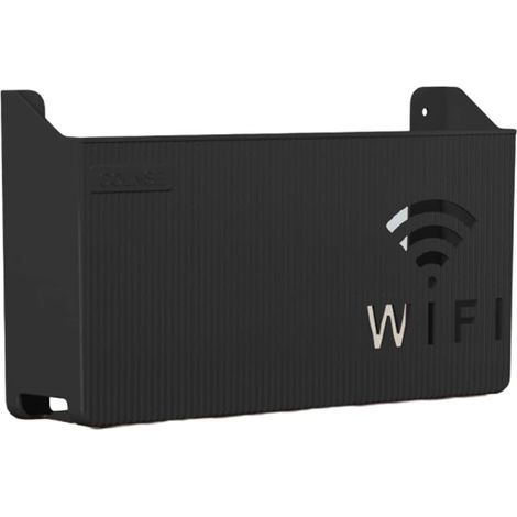 Wandmontierte Aufbewahrungsbox für WLAN-Router, Stromkabel und Kabelhalter für Zuhause, Schlafzimmer, Wohnzimmer, Wandregal, Schwarz
