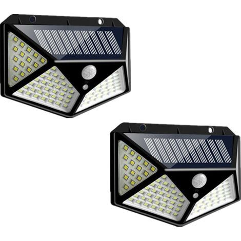 Lampe solaire 100LED IP65 étanche – Détection PIR – Installation 3-5M – 2 Pack pour éclairage extérieur (1/5)