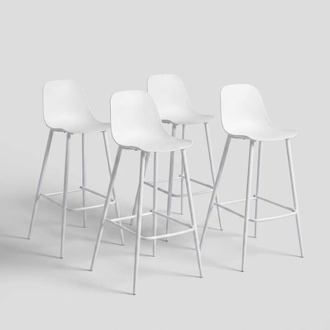 Set de 4 taburetes de cocina en polipropileno y metal Mira - Blanco (1/3)