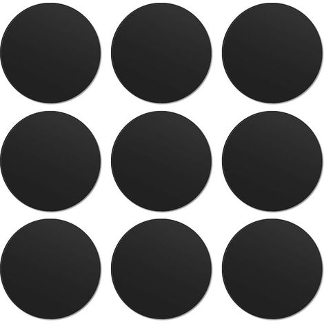 9 Pièces Plaque Metallique Telephone (9 Rondes) avec Adhésif pour Support Téléphone Voiture Magnétique/Aimant Telephone Voiture et Autres Produits Aimanté, Noir (1/5)