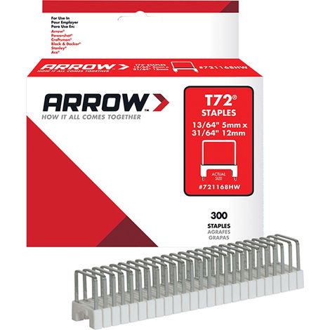 Arrow A721168HW T72HW Clear Insulated Staples for Hardwood 5 x 12mm (Box 300) ARR721168HW (1/2)