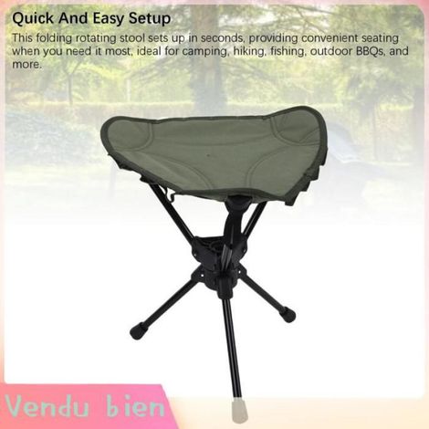 Garosa tabouret d'extérieur Tabouret de Camping pliant rotatif à 360 degrés, léger, triangulaire, Portable, piscine plancha Vert (1/4)
