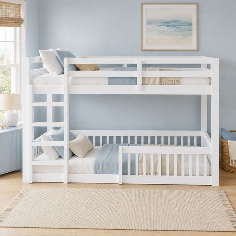 MEUBLIV Litera 160x200 cm blanca – con escalera y barandillas, sin colchón (1/5)