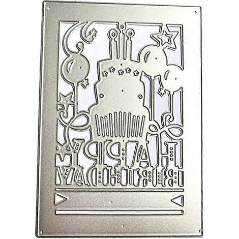 Rechteckige Stanzform „Happy Birthday Cake“ aus Metall, geprägt für Scrapbook-Papier