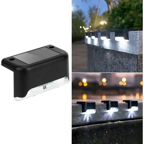 (1 pièce - Lumière blanche) Lampe solaire LED pour marches, escalier, mur extérieur, jardin, balcon, terrasse, escalier, clôture. (1/5)