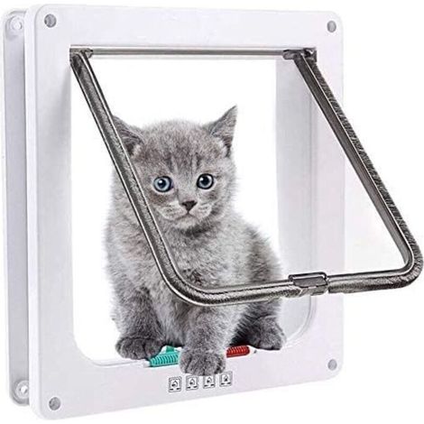 ALLIANDISChatière pour Chats, Chatière pour Chats, Chiens ou Petits Animaux Contrlable Verrouillable Facile à Installer (L, Blanc)