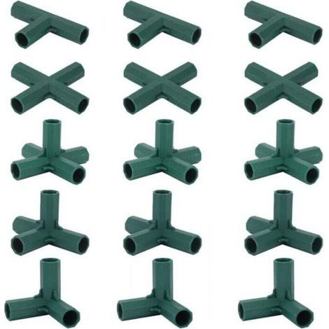 Pair Cyslmuk – Lot de 15 connecteurs de cadre de serre 16 mm – 5 types de connecteurs pour construction de serre – Plastique résistant aux chocs