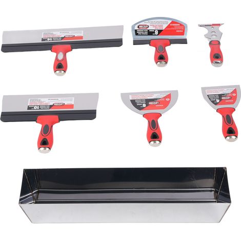 Kit outils main placo inox – Truelle bandes grattoir peinture bac 16 pouces réparation mur, maçonnerie (1/5)