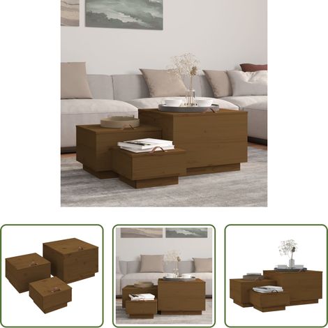 Kieferholzboxen -  Aufbewahrungsboxen mit Deckeln 3 Stk. Braun Massivholz Kiefer