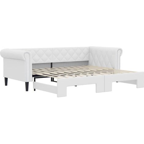 Maison Exclusive - Tagesbett Ausziehbar Weiß 90x200 cm Kunstleder