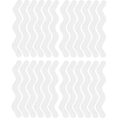 Autocollants de douche antidérapants, en forme de S, pour baignoires, douches, escaliers, 1,3 x 18 cm, 24 pièces, transparents (1/4)