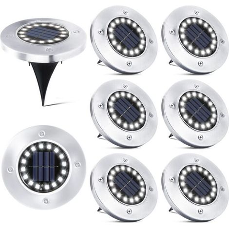 16 LED Lampe Solaire Extérieur-8 Pièces Spot Solaire Jardin Etanche Lampadaire pour Passerelle Chemin Terrasse Cour Souterraine Encastrer Pelouse (1/5)