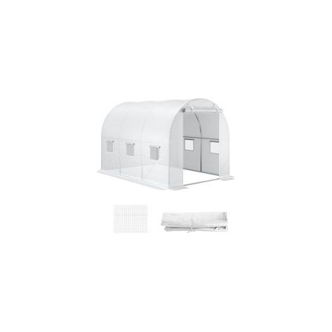 Bâche de serre en polyéthylène avec 6 fenêtres, porte enroulable et bords enterrés, 3 x 2 x 2 m, blanche (1/5)
